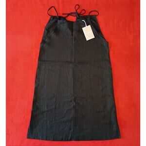 NWT Everlane The Linen Apron Dress Women's Size M Black 100% Linen